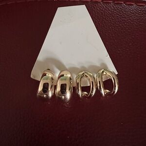 Gold-Tone Chunky Huggie Earrings - Sleek Rounded Design